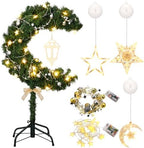 Glooglitter 3ft Ramadan Moon Tree: Lighted Crescent Artificial Tree with Star String LED Eid Outdoor Decoration for Eid Ramadan Garden Home Bedroom Party Decor(Green) by Glooglitter