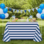 Fanqisi 2 Packs Navy Blue and White Striped Tablecloth 57 x 84 Inch Waterproof Patriotic Table Cloth Rectangle Table Cover for Birthday Baby Shower Wedding Outdoor Summer Party Decoration - Image 4
