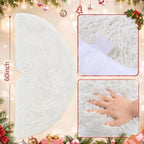 White Faux Fur Christmas Tree Skirt 60 Inch Plush Tree Skirt - Image 2