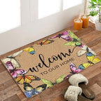 Butterfly Coco Coir Doormat Door Welcome to Our Home Mat for Home Entrance Front Door, Rustic Farmhouse Colorful Butterfly Welcome Floor Mats for Outdoor Outside Entryway 30X17 Inch - Image 2