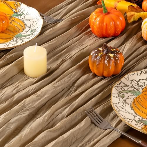 Nude Cheesecloth Table Runner Boho Gauze Fall Table Runners - Image 5