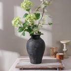 Ceramic Flower Vase Home Decor, 9 in Farmhouse Table Vases Rustic Vintage Living Room Kitchen Bedroom Pottery Decorative Vases for Flowers House Shelf Office Coffee Desk Dining Entryway, Black Gold - Image 4
