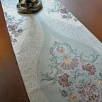 Luxury Velvet Blue Table Runner 120 Inches Long with Vintage Damask Jacquard Design for Dining Room,Living Room,Home Decor,Elegant Beaded Tapestry,Lining (X-Blue, 13×120 inch) - Image 3