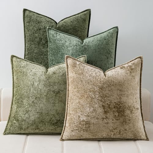 a moment Throw Pillow Covers 22X22 Inch 4 Packs,Soft Velvet Decorative Pillow Cases with 3D Ice Flower,Texture Modern Accent Cushion Covers for Sofa Couch Home Decor Quiet Oasis by amoment