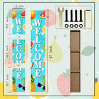 Lighted Summer Welcome Porch Sign 47x7.8 Inch Tall Vertical Wooden Decorative Sign Hanging Standing Front Door Sign with Fruit Pattern for Indoor Outdoor Hello Summer Decor - Image 2