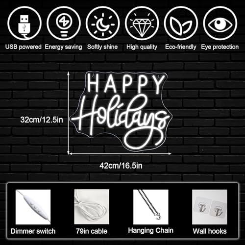 Horseneon Happy Holidays Neon Sign Christmas Neon Sign for Holiday Gifts - Image 2