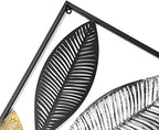Metal Wall Decor Set of 2, Leaf Art Wall Hanging Home Decor with Frame, Tree of Life Accent Home Decor, Metal Wall Decoration Sculptures for Living Room, Office, Home, Hotel, Indoor, 14" W x 35" H - Image 5