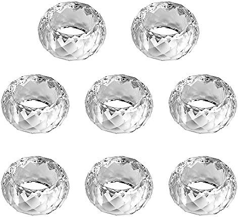 kitCom Crystal Napkin Ring Holders Set of 8, K9 Luxury Crystal Napkin Holder Rings, Diamond-Shaped Design, Napkin Buckles for Holiday Decor, Wedding, Christmas, Dinner Table, Thanksgiving (Pack of 8) - Image 5