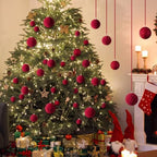 36 Pcs Christmas Balls Ornaments for Ceiling, Wine Red Velvet - Image 5