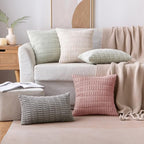 MIULEE Euro Sham Corduroy Decorative Throw Pillow Covers 24x24 Blush Pink - Image 3