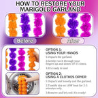 Giegxin 15 Pack 5ft Marigold Garland for Decor, Orange, Dark Purple, Violet - Image 3