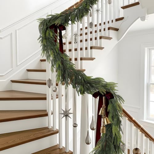 N&T NIETING 15FT Christmas Norfolk Pine Garland Real Touch Pine Artificial Garlands Faux Greenery Garland Winter Christmas Garland for Table Mantle Fireplace Indoor Outdoor Xmas Decorations (1 Pcs) - Image 6