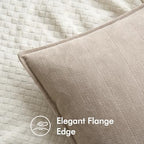 MIULEE Pack of 2 Beige Euro Shams Chenille Pillow Covers 22x22 Inch - Image 2