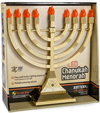 Zion Judaica Pack of 2 LED Gold Menorahs Battery or USB Powered Menoras Electronic Hanukkiah Battery Minorah Flamless Chanukah Candles Chanukkiah (Gold, 2) - Image 2