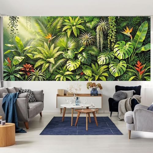 7X16FT Summer Tropical Leaves Garage Door Cover Decorations Tropical Leaves Garage Door Banner for Outdoor Indoor Summer Party Photography Backdrop - Image 6