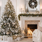 12 Pcs Christmas Tree Bead Garland, 3 Tier Hanging, White, Pearl - Image 2