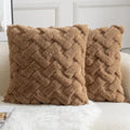 Yaertun Set of 2 Decorative Throw Pillow Covers Thick Plush Wool Throw Pillows Super Soft Luxury Faux Rabbit Fur Velvet Cushion Covers for Couch Sofa Bed Living Room 26x26 Inch Camel by YAERTUN