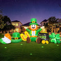 8FT St Patricks Day Inflatables Outdoor Decorations,Inflatable Leprechaun with Clover & Gold Coins Combo Blow Up Yard Decorations for Holiday Party Yard Lawn Garden by KOOY