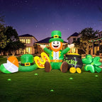 8FT St Patricks Day Inflatables Outdoor Decorations,Inflatable Leprechaun with Clover & Gold Coins Combo Blow Up Yard Decorations for Holiday Party Yard Lawn Garden by KOOY