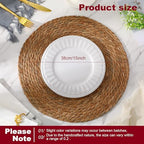 15 Inch Round Woven Placemats Set of 10, Rattan Wicker Placemats Boho Farmhouse Rustic Woven Place Mats for Dining Table Wedding Baby Shower, Fall, Halloween, Thanksgiving, Chrismats - Image 2