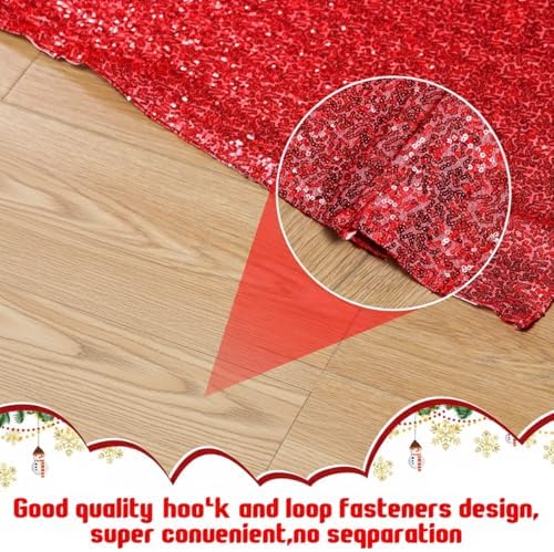 Libima 96 Inch Red Large Christmas Tree Skirt Oversized Sequin Xmas Glittery Round Gorgeous Ornaments Skirts for New Years Holiday Party - Image 4
