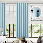 KOUFALL Light Blue Curtains 96 Inches Long for Living Room,Blackout Room Darkening Grommet Thermal Window Treatments Grand Millenial Curtain Drapes for Bedroom Decor,96 Inch Length 2 Panel Set - Image 2