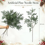 Wavwavw 6 Pcs 25.5'' Greenery Christmas Artificial Winter Cedar Pine Stems - Image 3