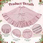 JOVIPOP Christmas Tree Skirt Large, 72 Inch Red Pinstripe Ruffle - Image 2