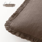 Foindtower Decorative Linen Fringe Throw Pillow Covers 22×22 Light Coffee - Image 3