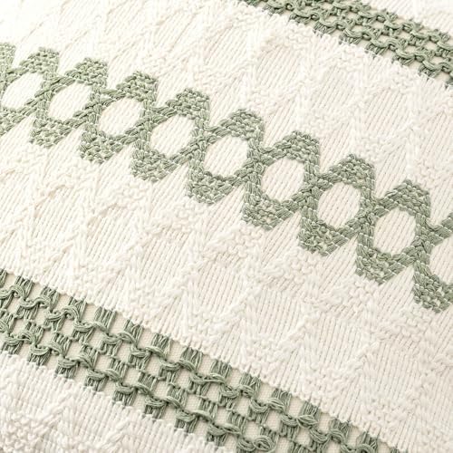 MIULEE Set of 2 Sage Green Boho Decorative Pillow Covers 26x26 Inch - Image 4