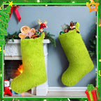 Fourluoo 2 Pcs 41 Inch Jumbo Christmas Stocking Personalized Green Christmas Stockings Large Hanging Faux Fur Treat Bag Candy Pouch Xmas Giant Gift Holder for Xmas Tree Decor - Image 6