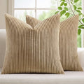 Mecatny Corduroy Fall Decorative Throw Pillow Covers 20x20 Set of 2 Khaki by Mecatny