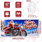 7x16FT Christmas Santa Claus Motorcycle Garage Door Cover Decorations Christmas Garage Door Banner for Outdoor Indoor Christmas Decorations Party Photography Backdrop - Image 2