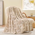 Snuggle Sac Heart Checkered Throw Blanket for Women,Love Blanket Heart Blankets for Her Wife Girlfriend Mom,Super Soft Warm Fluffy Faux Fur Blanket for Couch Sofa Bed,Beige Heart,50x60 inches - Image 6