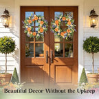 26" Large Summer Front Door Wreath, Artificial Silk Peony Orchid Rose Lavender Floral Wreath with Coin Leaf Greenery, Rustic Farmhouse Door Decor for Porch,Entryway,Mantel,Indoor Outdoor Home - Image 7