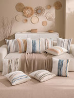 Boho Chenille Tufted Couch Throw Pillow Covers 18x18 Inch Set of 2 Farmhouse Striped Decorative Pillow Covers Accent Neutral Square Pillowcase Green Cushion Covers for Livingroom Sofa Bed - Image 3