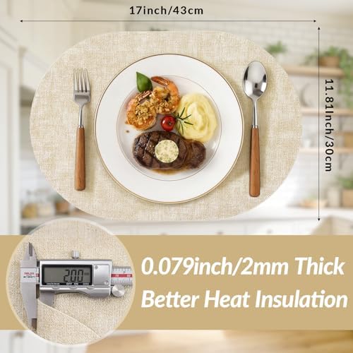 homing Heat Resistant Oval Placemats Set of 6, Beige - Image 3