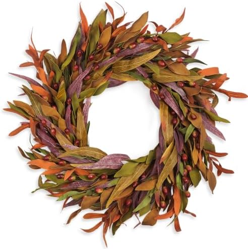 Olive Wreath for Front Door 26 inch, Greenery All Season Wreath with Olive Leaf Fruit, Home Decoration for Outdoor Living Room Indoor Wall and Outside by HomeKaren