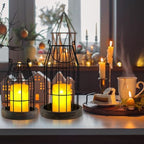 Farmhouse Lantern Decor Rustic Home Decor Lanterns with Flameless Candles - Image 2