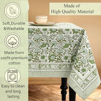 CPC Agate Green Block Print 100% Cotton Rectangle Tablecloth 52x70 Inch - Image 6
