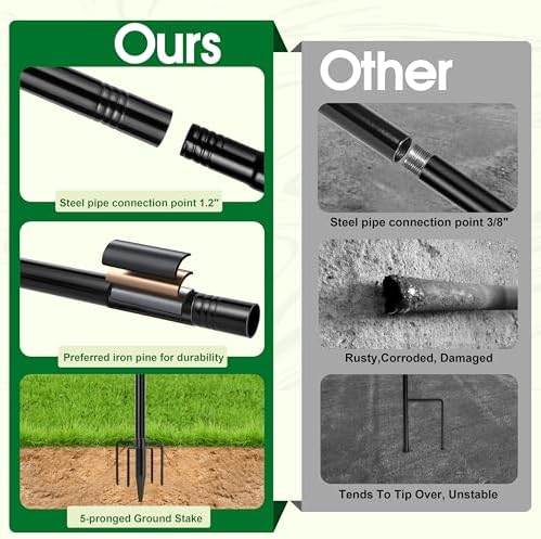 XDW-GIFTS Garden Flag Stand, Sturdy 2-Pack Flag Pole Holder with Shepherd Hook for Yard Decorations Outdoor Garden Flag Holder for 28''x40'' Flags 60 in Heavy Duty Yard Flag Post Stake (Without Flag) - Image 3