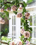 FiveSeasonStuff Smoky Purple Rose Silk Flower Garland Artificial Flowers Decoration Hanging Floral Décor for Wedding Baby Shower Birthday Party Garden 29 Ft 4 Pack - Image 2