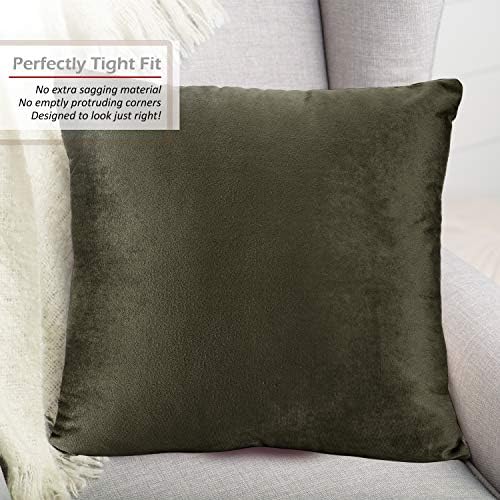 Nestl Throw Euro Pillow Covers, Cozy Velvet Decorative Pillow Covers 26x26 Inches, Soft Solid Couch Pillow Case for Sofa, Bed and Car, Set of 4 - Khaki - Image 3