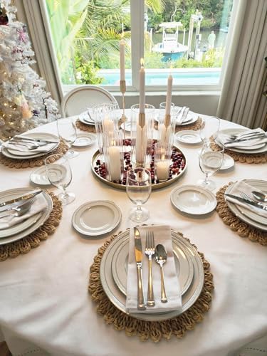 13.8" Set of 8 Round Woven Corn Husk Placemats by Delaqiko - Image 4