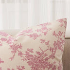 2 Pack French Floral Throw Pillow Covers 24x24in, Pink/Cream - Image 2