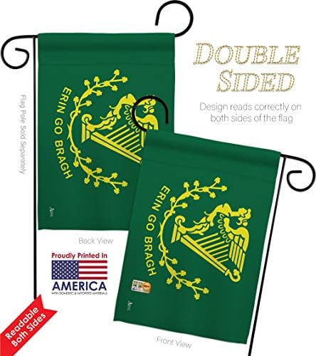 Erin go Bragh Garden Flag Set Wood Dowel Springtime St Patrick Shamrock Leprechaun Lucky Coin Holiday March Irish Clover Small Decorative Gift Yard House Banner Double-Sided Made In USA 13 X 18.5 - Image 3