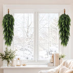 2 Pcs 32'' Artificial Christmas Teardrop Swag, Faux Greenery Door Swag - Image 5