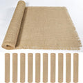 10 Pack 13 x 72 Inch Tassel Burlap Table Runners,Natural Rustic Jute Table Runner and Placemats Bulk for Western Wedding Table Decorations,Farmhouse Style Party,Holiday,Kitchen Table Decor Cover by Wlirantim