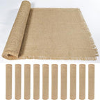 10 Pack 13 x 72 Inch Tassel Burlap Table Runners,Natural Rustic Jute Table Runner and Placemats Bulk for Western Wedding Table Decorations,Farmhouse Style Party,Holiday,Kitchen Table Decor Cover by Wlirantim