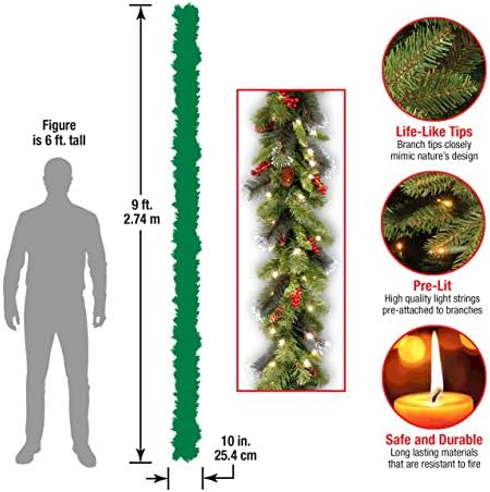 National Tree Company 9ft Pre-Lit Crestwood Spruce Christmas Garland - Image 6
